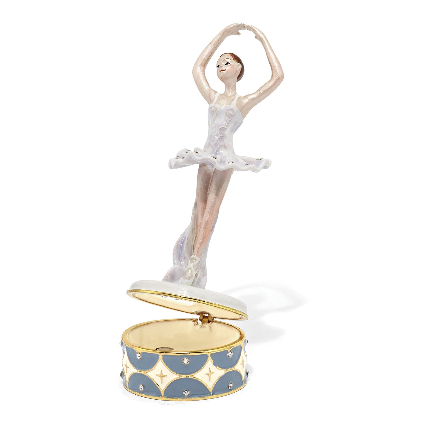 Pewter Enamel Ballerina Trinket Box