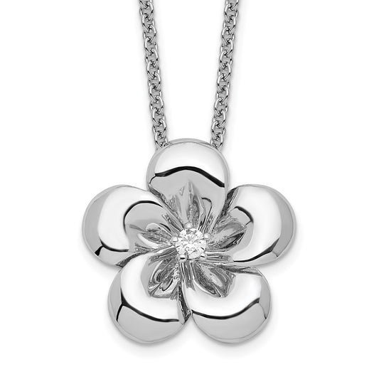 Sentimental Expressions Sterling Silver Rhodium-plated CZ Be A Blessing 14in. Necklace with 2in. ext 18 Inches