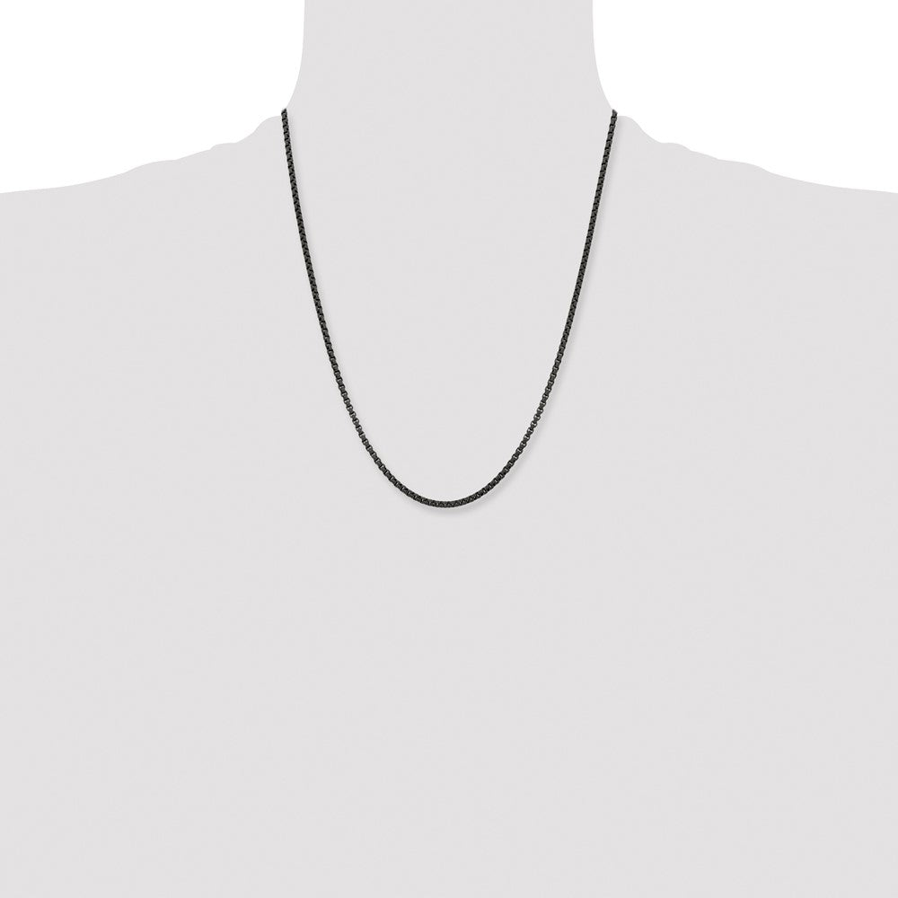 Stainless Steel Polished Black IP-plated 22in Box Chain