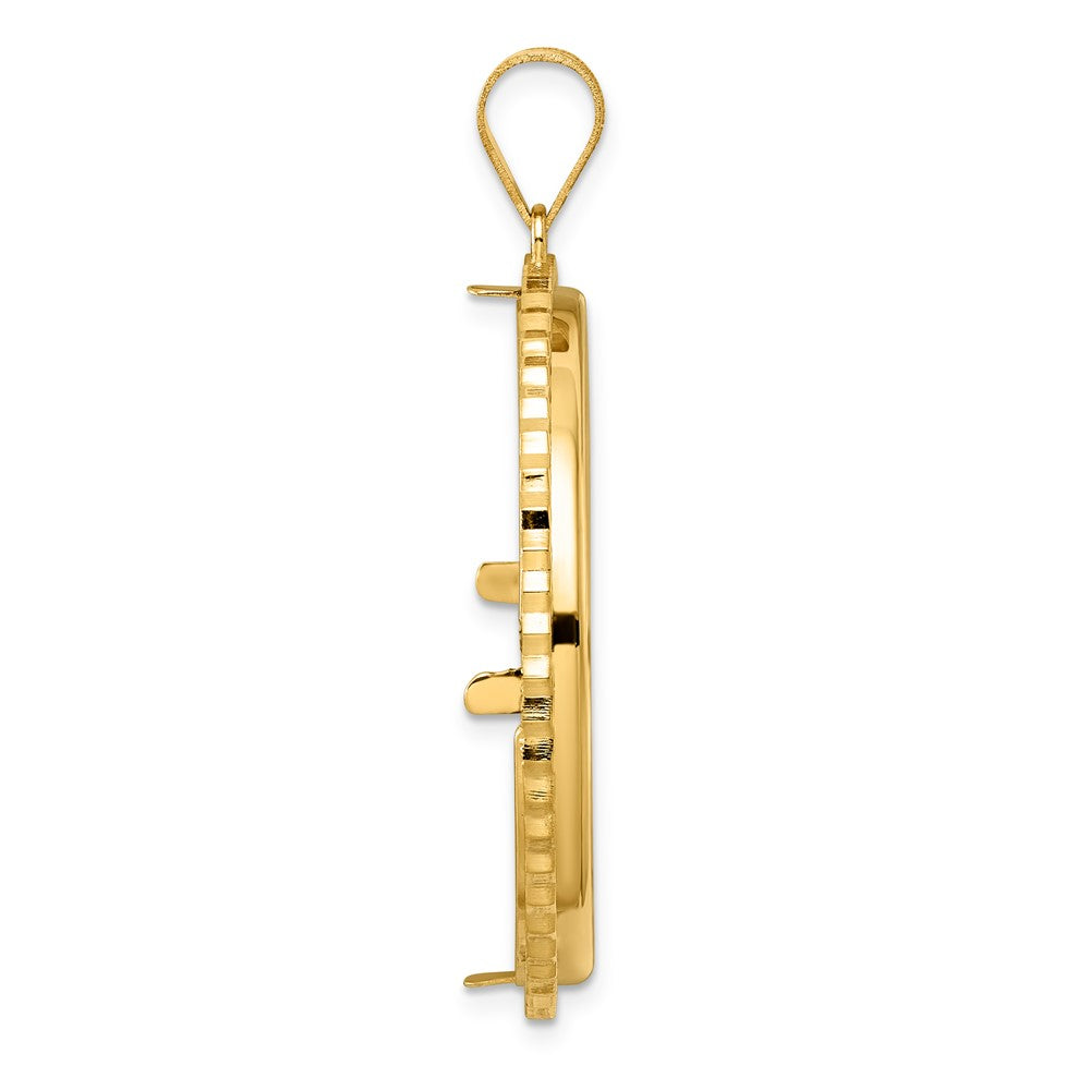 14k Polished Poly Edge with 32.7mm Prong Coin Bezel Pendant
