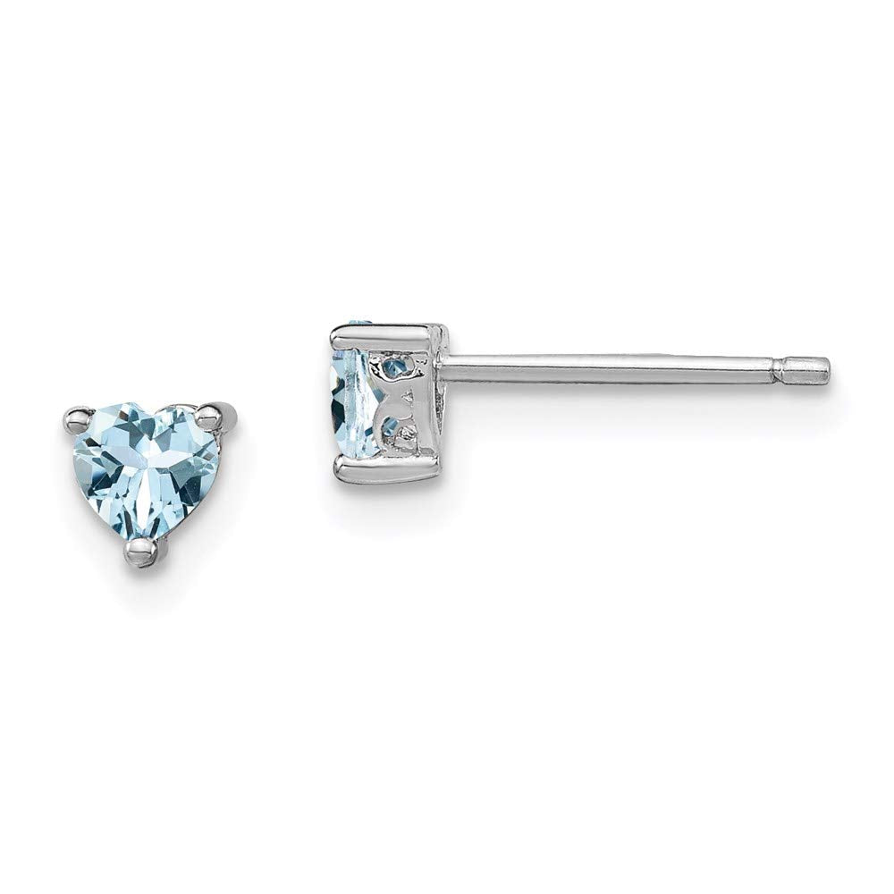 Primal Silver Sterling Silver 4mm Heart Aquamarine Post Earrings