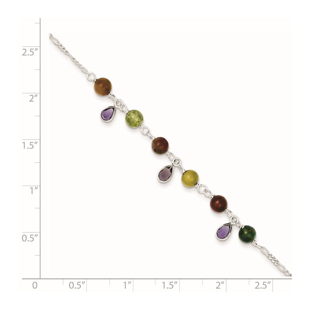 Sterling Silver Fancy Jasper Anklet Bracelet 9 inches