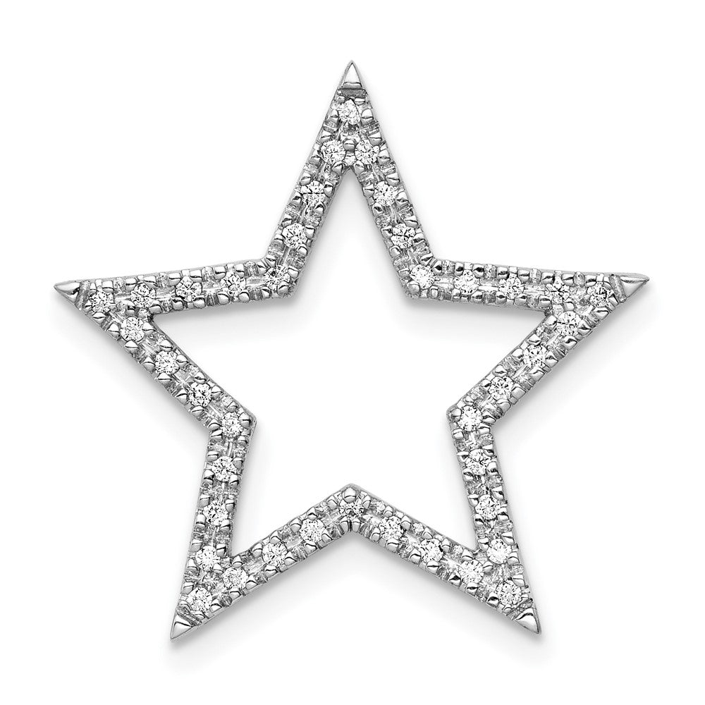 14k White Gold Large Diamond Star Chain Slide