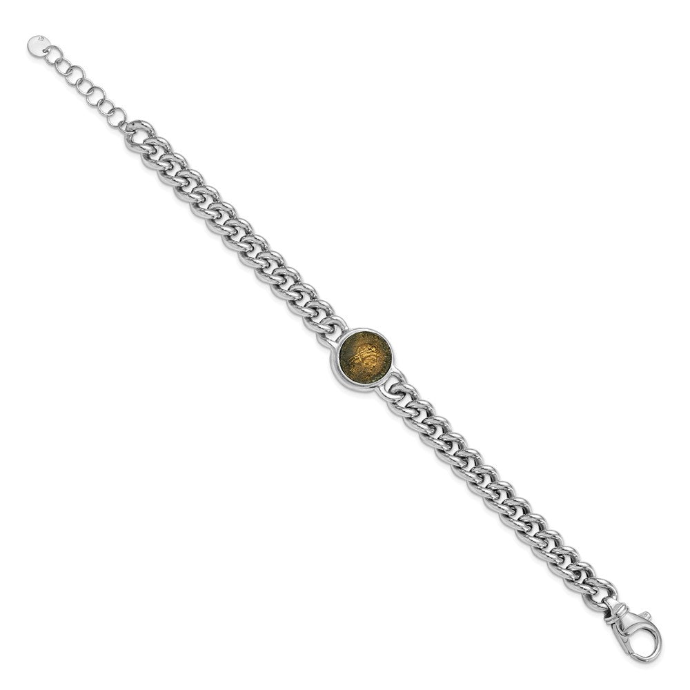 Sterling Silver Rhod-plated Bronze Coin w/1in ext. Bracelet