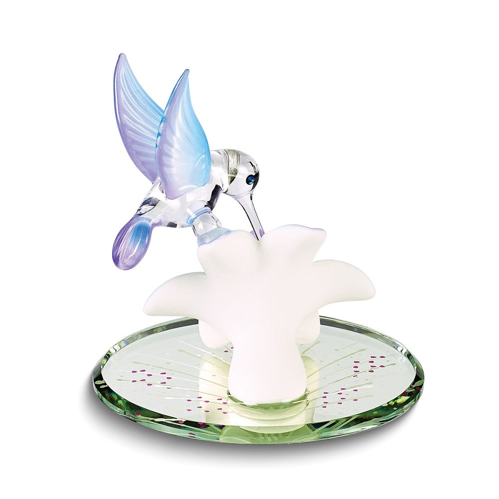 Glass Baron Hummingbird Mirrored Blue Lily