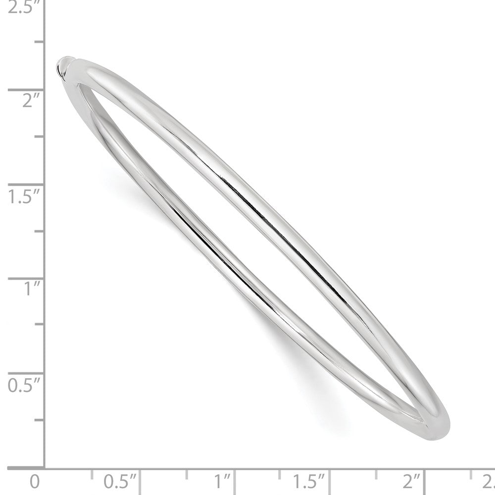Sterling Silver Polished 3mm Hinged Round Bangle 7.5 inches