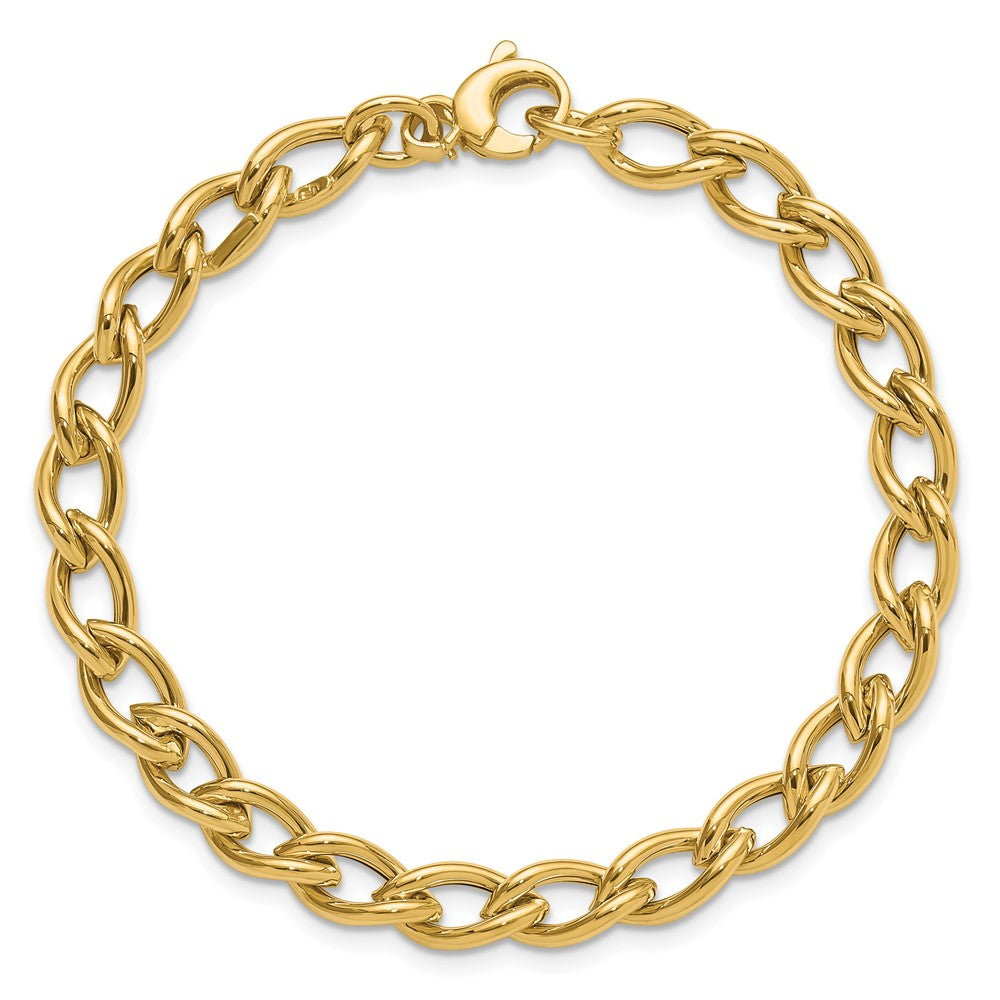 14K Polished Fancy Oval Link Bracelet 7.5  inches