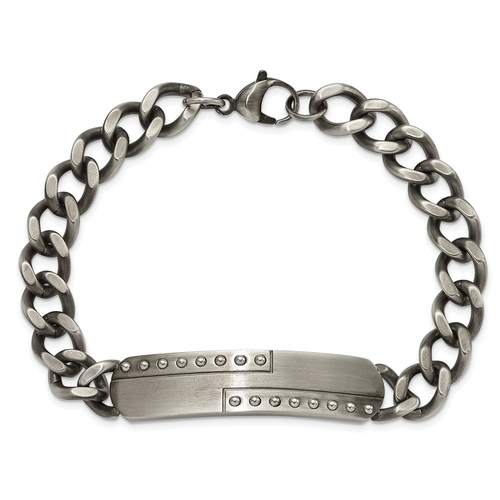 Stainless Steel Matte Finish Gun Metal IP-plated 9in ID Bracelet 9 inches