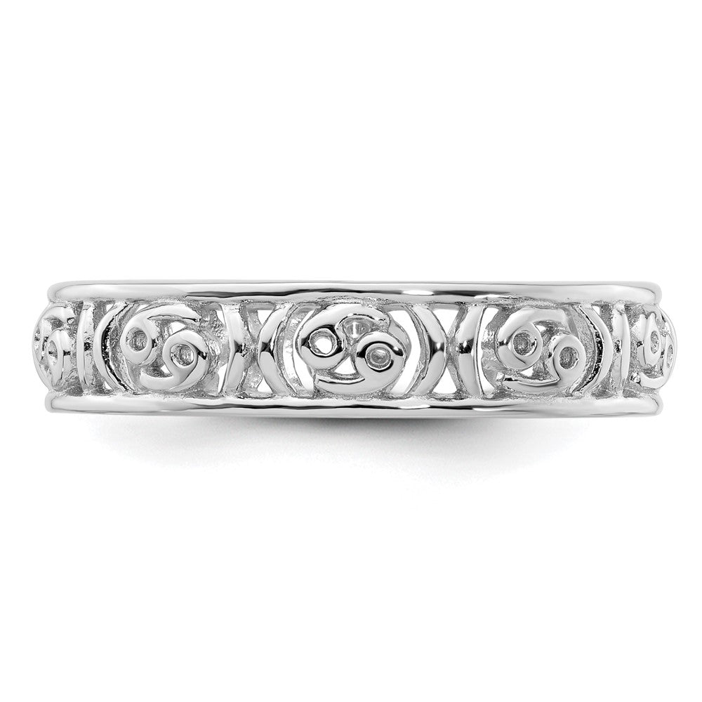 Sterling Silver Stackable Expressions Cancer Zodiac Ring Size -8