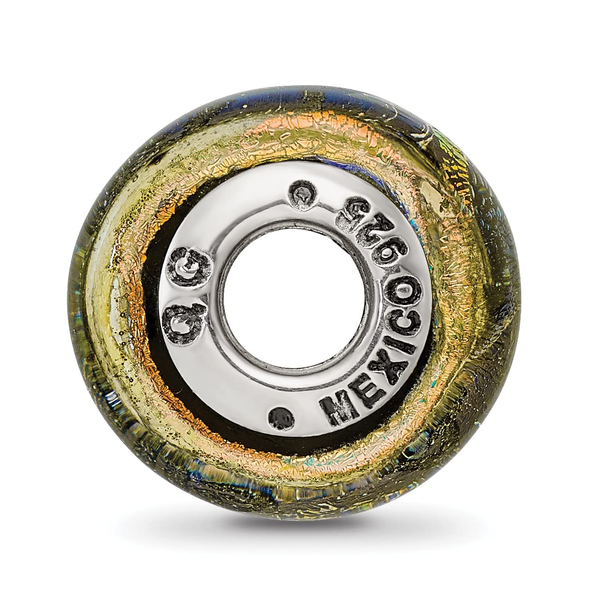 Sterling Silver Reflections Bahama Orange Dichroic Glass Bead
