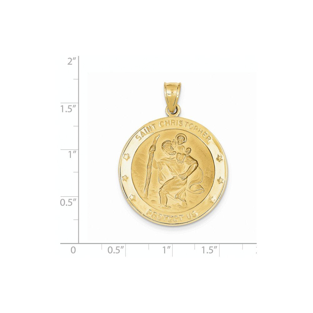14k Polished Large Saint Christopher Medal Round Pendant M1487