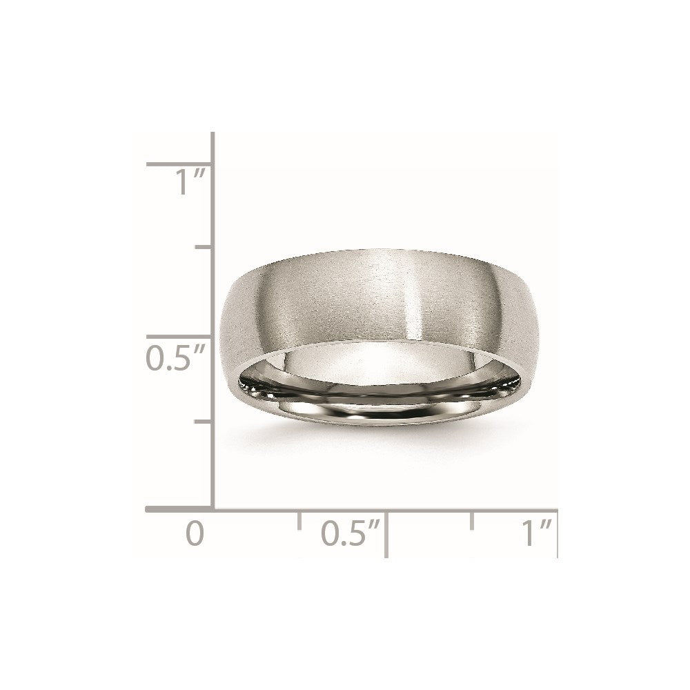 Stainless Steel Brushed 7mm Half Round Band Size - 8