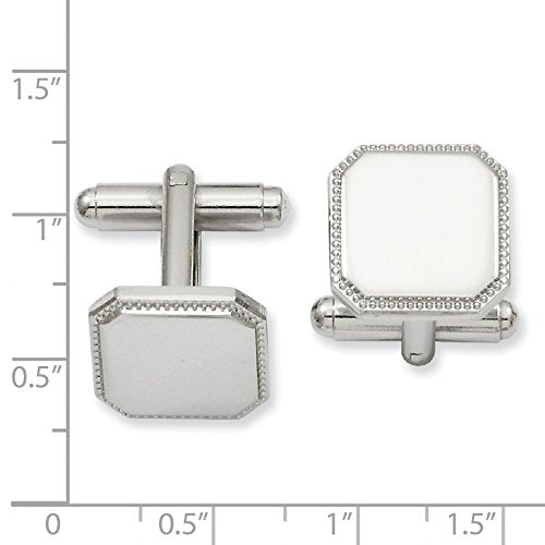 Kelly Waters Rhodium-plated Square Beaded Engravable Cuff Links QKW609