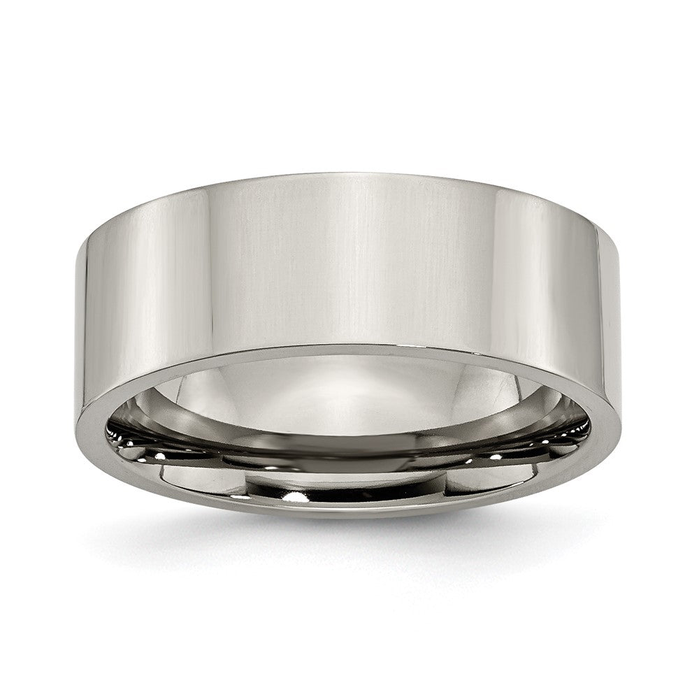 Titanium Polished 8mm Flat Band Size - 11.5