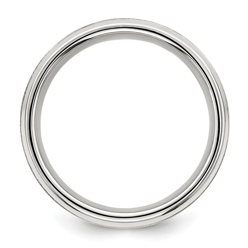 Sterling Silver 6mm Brushed Flat Beveled Edge Fancy Band Size 9.5