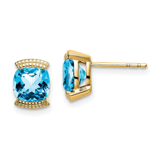 14k Blue Topaz Post Earrings