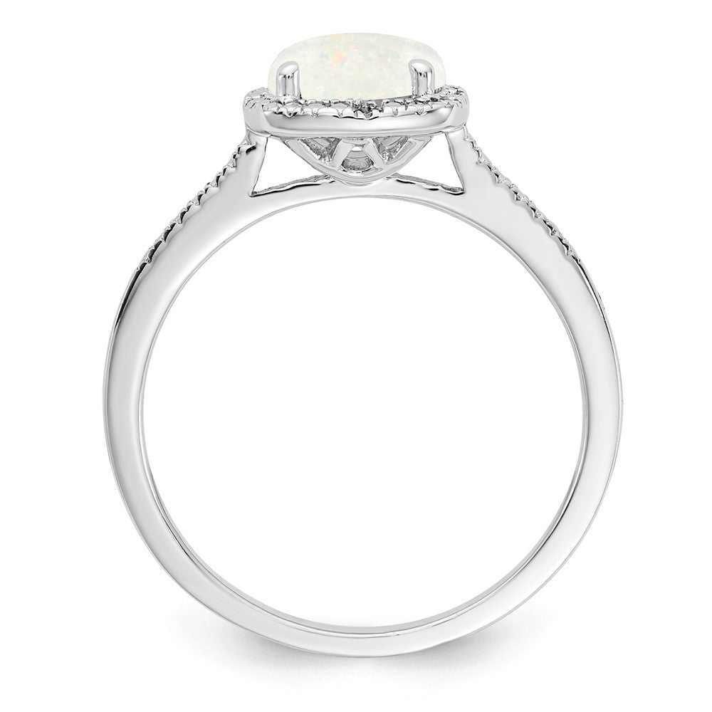 Sterling Silver Created Opal and Diamond Ring
