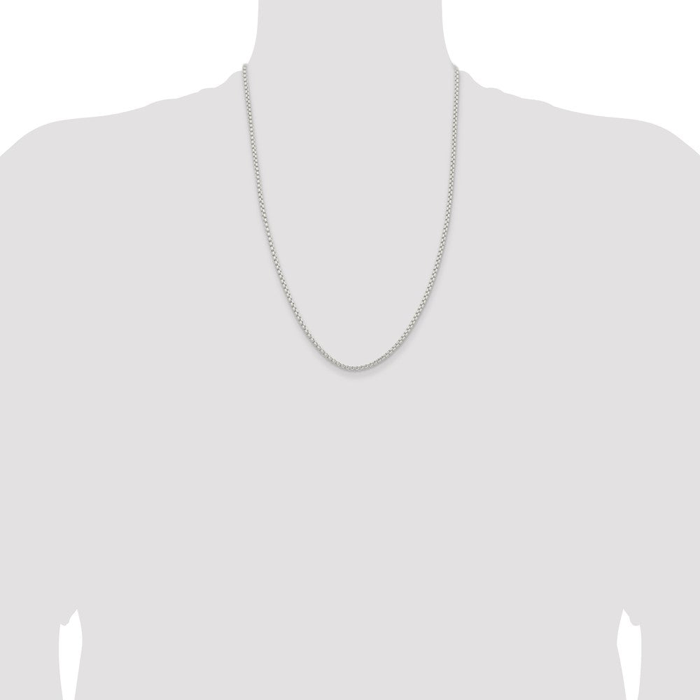 Sterling Silver 2.6mm Round Box Chain 24 Inches