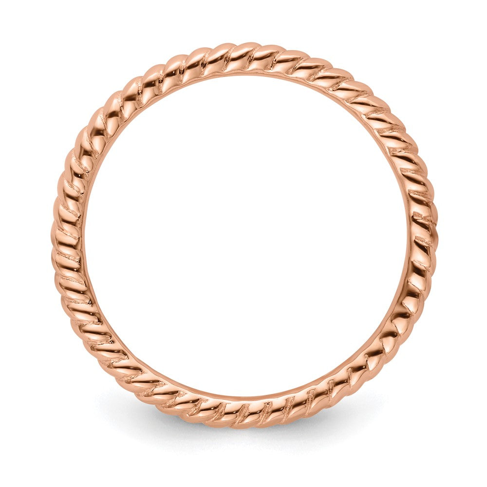 Sterling Silver Stackable Expressions Pink-plated Twisted Ring Size -5