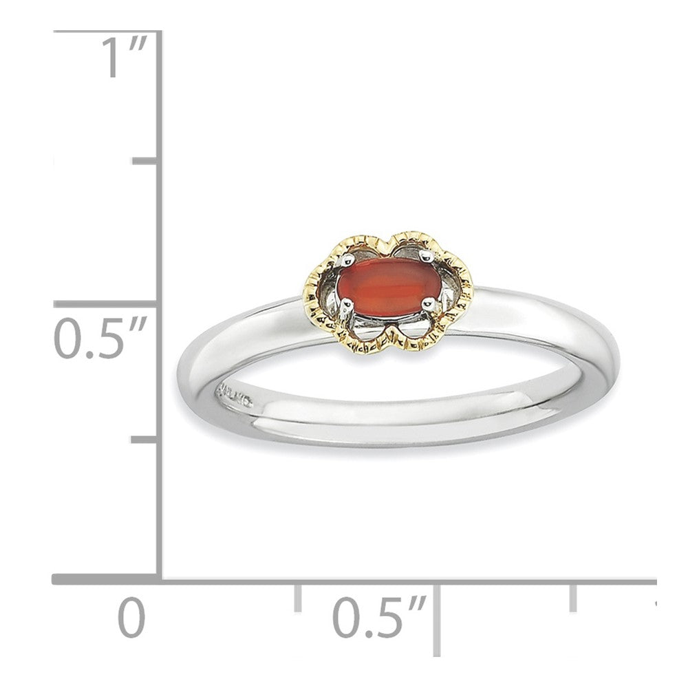 Sterling Silver & 14k Stackable Expressions Red Agate Polished Ring