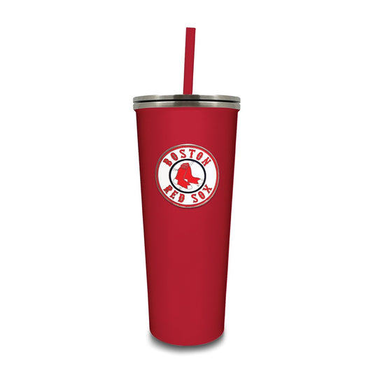 MLB Boston Red Sox Stainless Steel 24 ounce Skinny Tumbler with Emblem and Straw