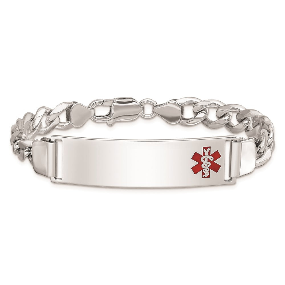 Sterling Silver Rhodium-plated Medical ID Curb Link Bracelet 8 inches