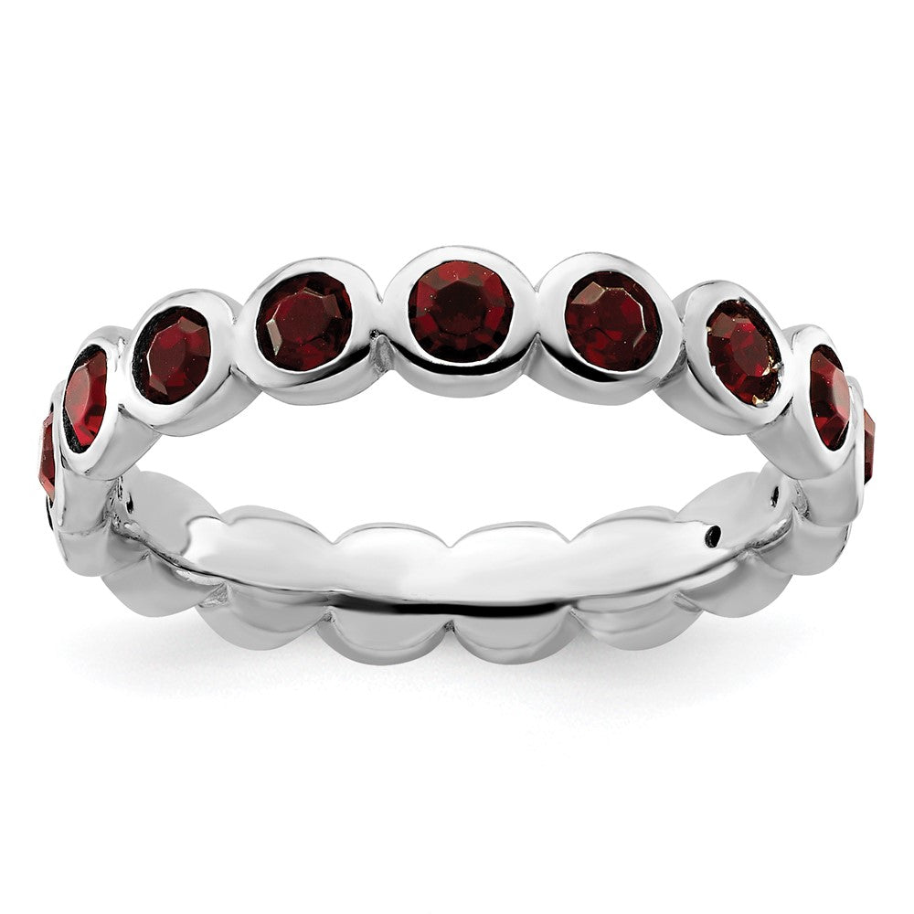 Sterling Silver Stackable Expressions January Crystal Ring Size -5