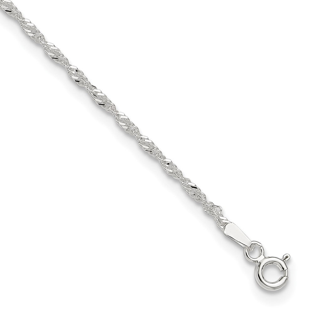 Sterling Silver Singapore 9in Plus 1in ext. Anklet 9 inches