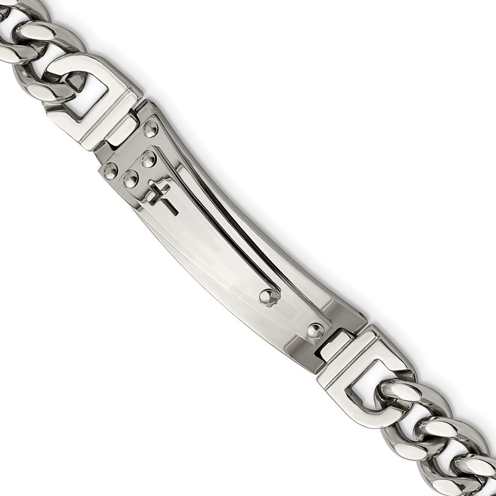 Stainless Steel Polished Cross 8.25in ID Bracelet 8.25 inches