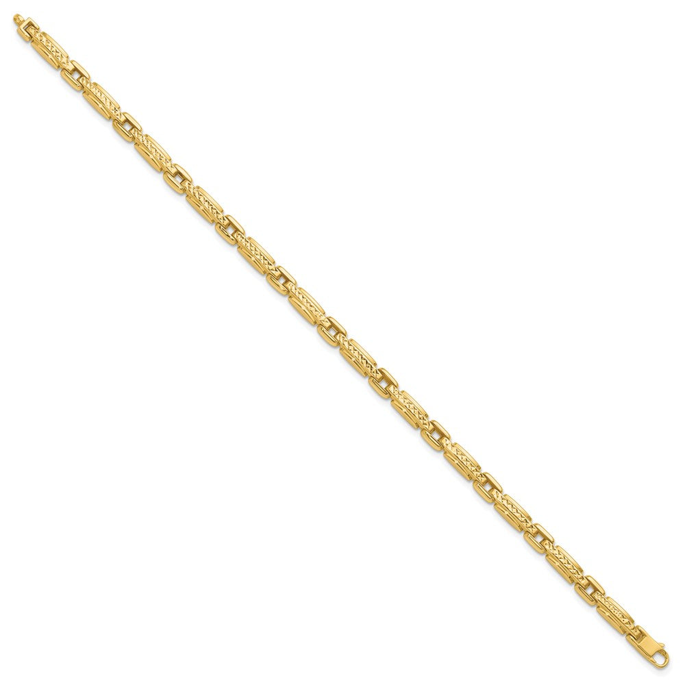 14K Polished Diamond-cut Fancy Link Reversible Bracelet 7.5  inches