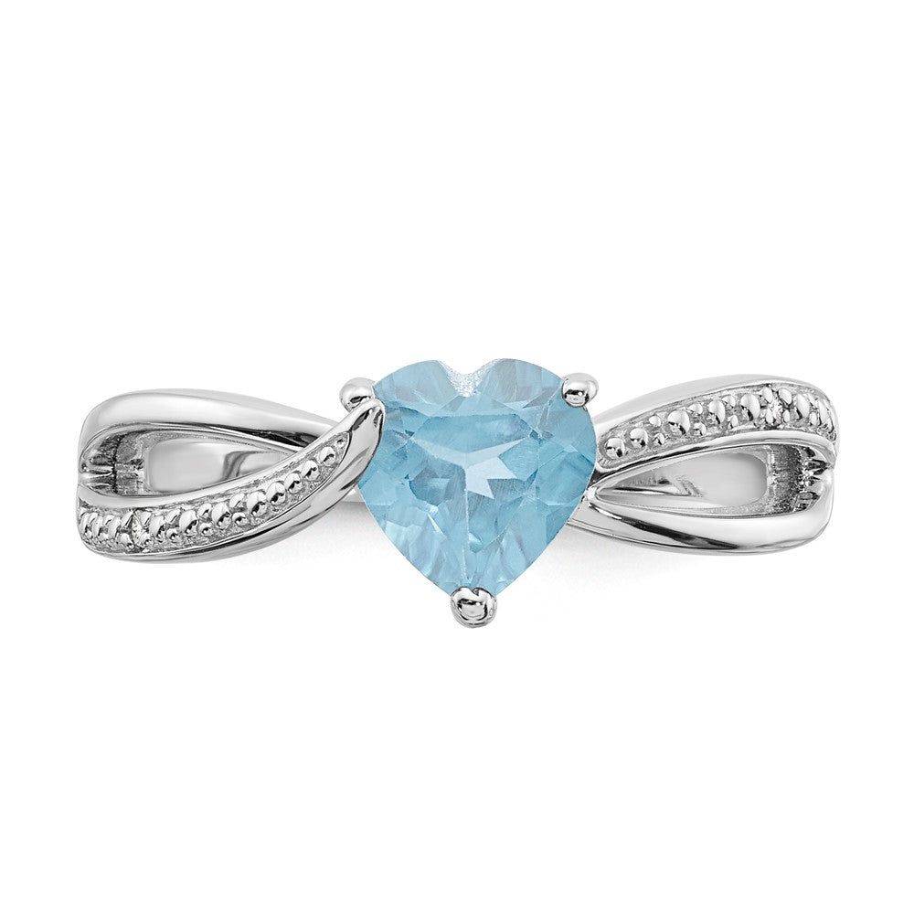 Sterling Silver Heart Shaped Syn March & Diamond Ring