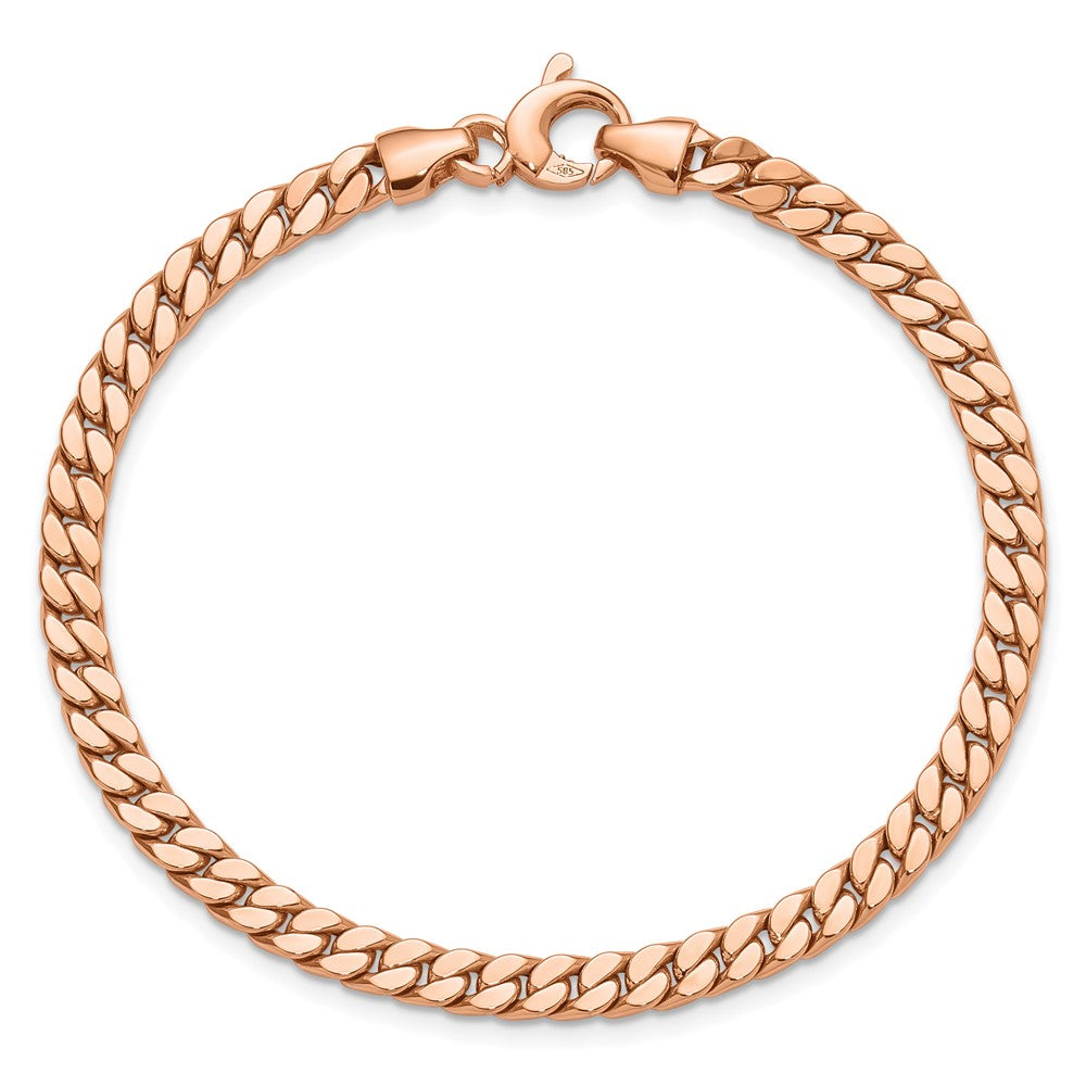14K Rose Gold Polished Fancy Curb Link Bracelet 7.75  inches