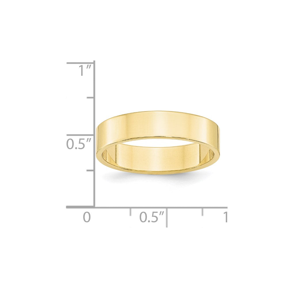 10k Yellow Gold 5mm Lightweight Flat Wedding Band Size 6.5