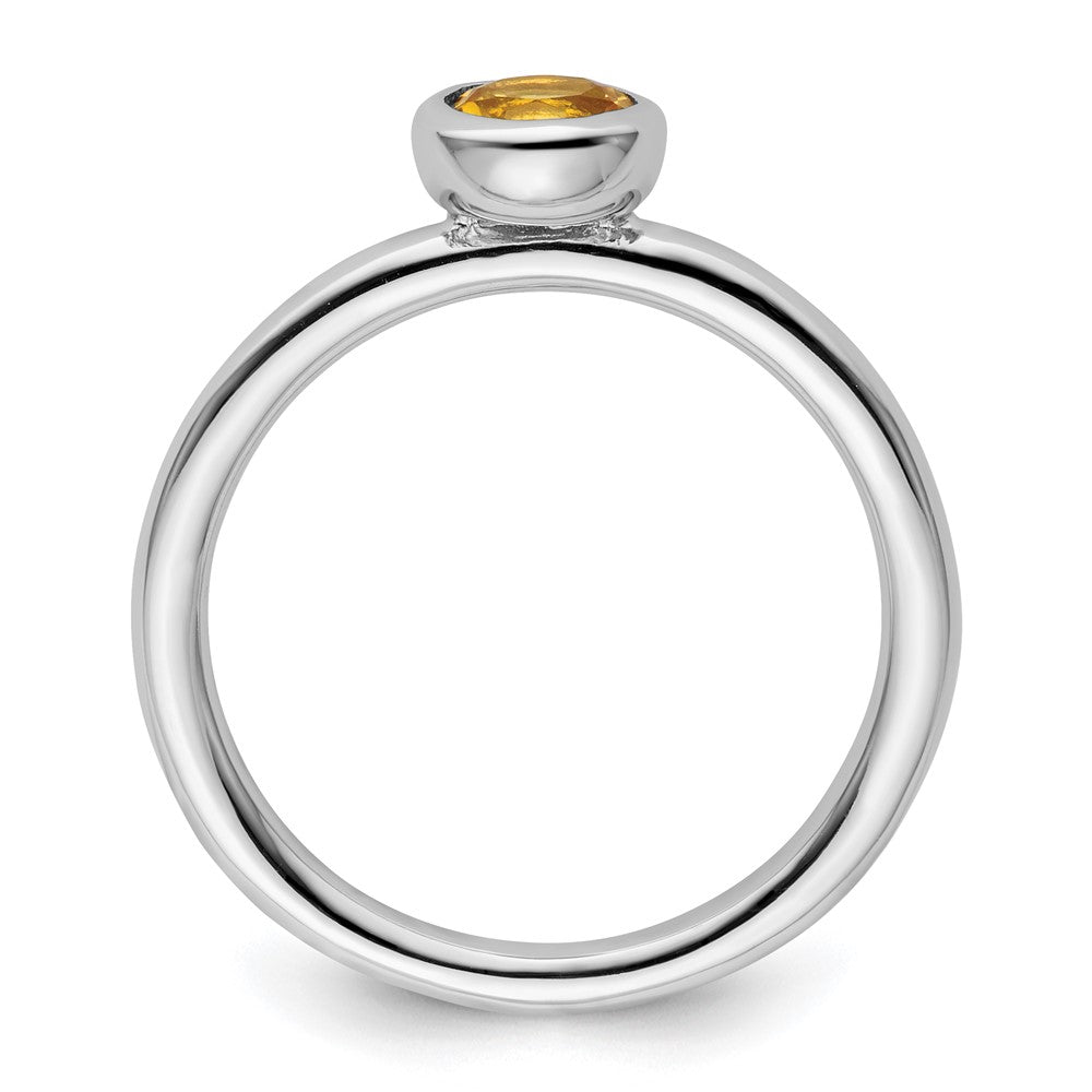 Sterling Silver Stackable Expressions Low 5mm Round Citrine Ring Size -7
