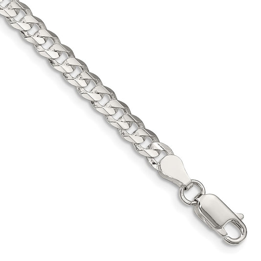 Sterling Silver 4.5mm Concave Beveled Curb Chain 9 inches