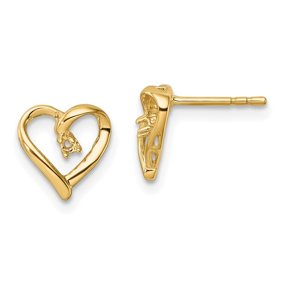 14k Fancy Diamond Heart Earring Mountings