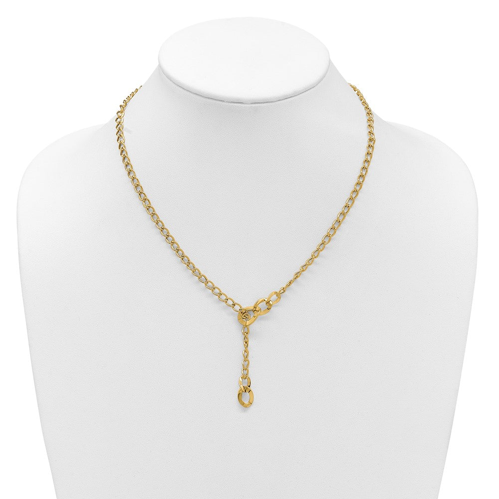 14K Polished Fancy Curb Link Lariat Necklace