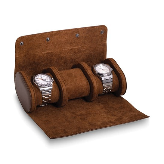 Bey Berk Milani Watch Roll For 3 Watches - Brown Leather