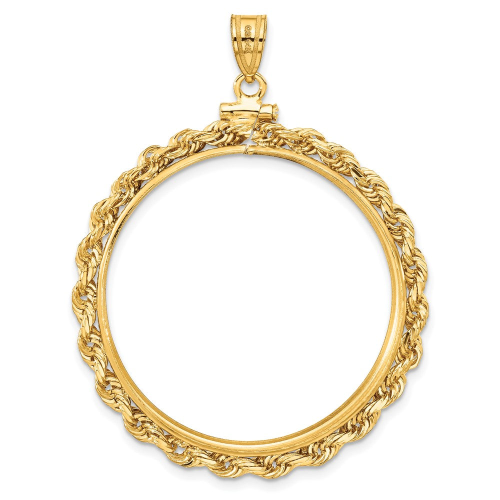 Wideband Distinguished Coin Jewelry 14k Polished Rope 32.0mm x 2.85mm Screw Top Coin Bezel Pendant