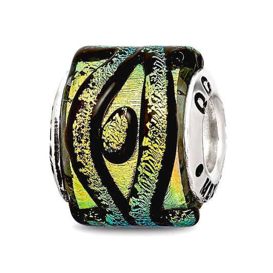 Sterling Silver Reflections Yellow Dichroic Glass Bead