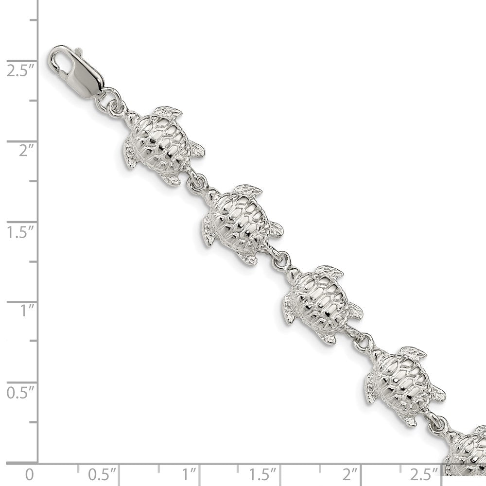 Sterling Silver Sea Turtles Bracelet 7 inches