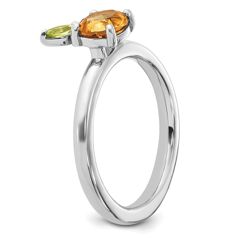 Sterling Silver Stackable Expressions RH-plated Citrine Peridot Orange Ring Size -10