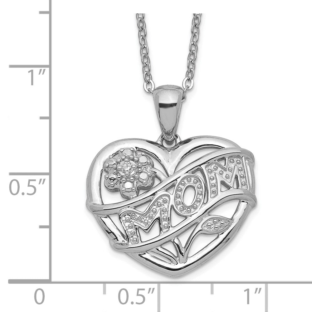 Sterling Silver Rhodium-plated MOM Necklace 18 Inches