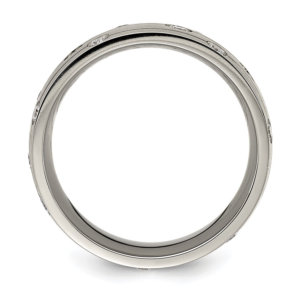 Titanium Brushed with CZ 8.00mm Band Size - 11