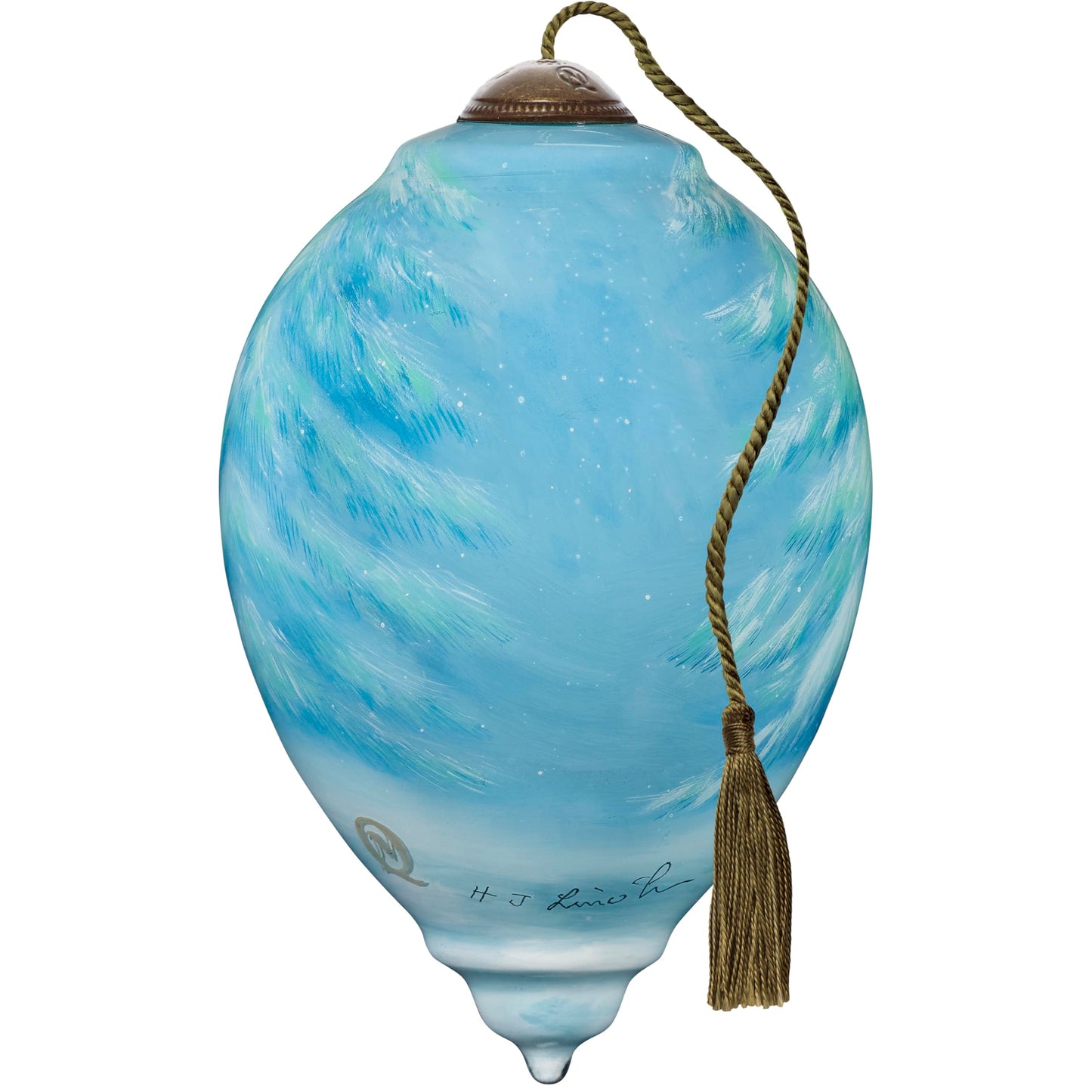 Neqwa Art Peppermint Wonderland by Nicole Tamarin Hand-painted Glass Ornament