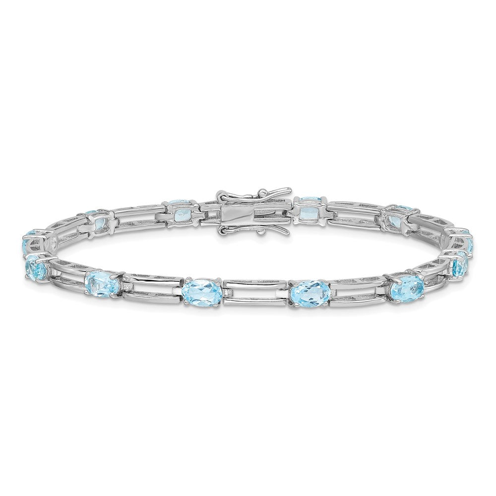 Sterling Silver Rhodium-plated Blue Topaz Bracelet 7 inches