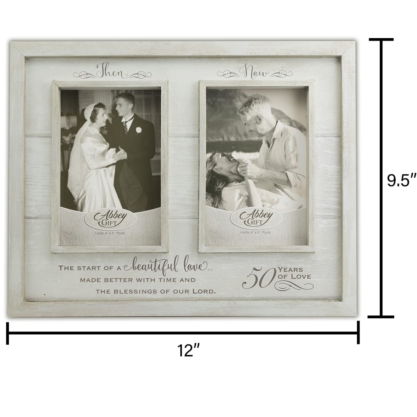Abbey Gift Then & Now 50Th Anniversary Wood Frame, 12" x 9.5", Multicolor