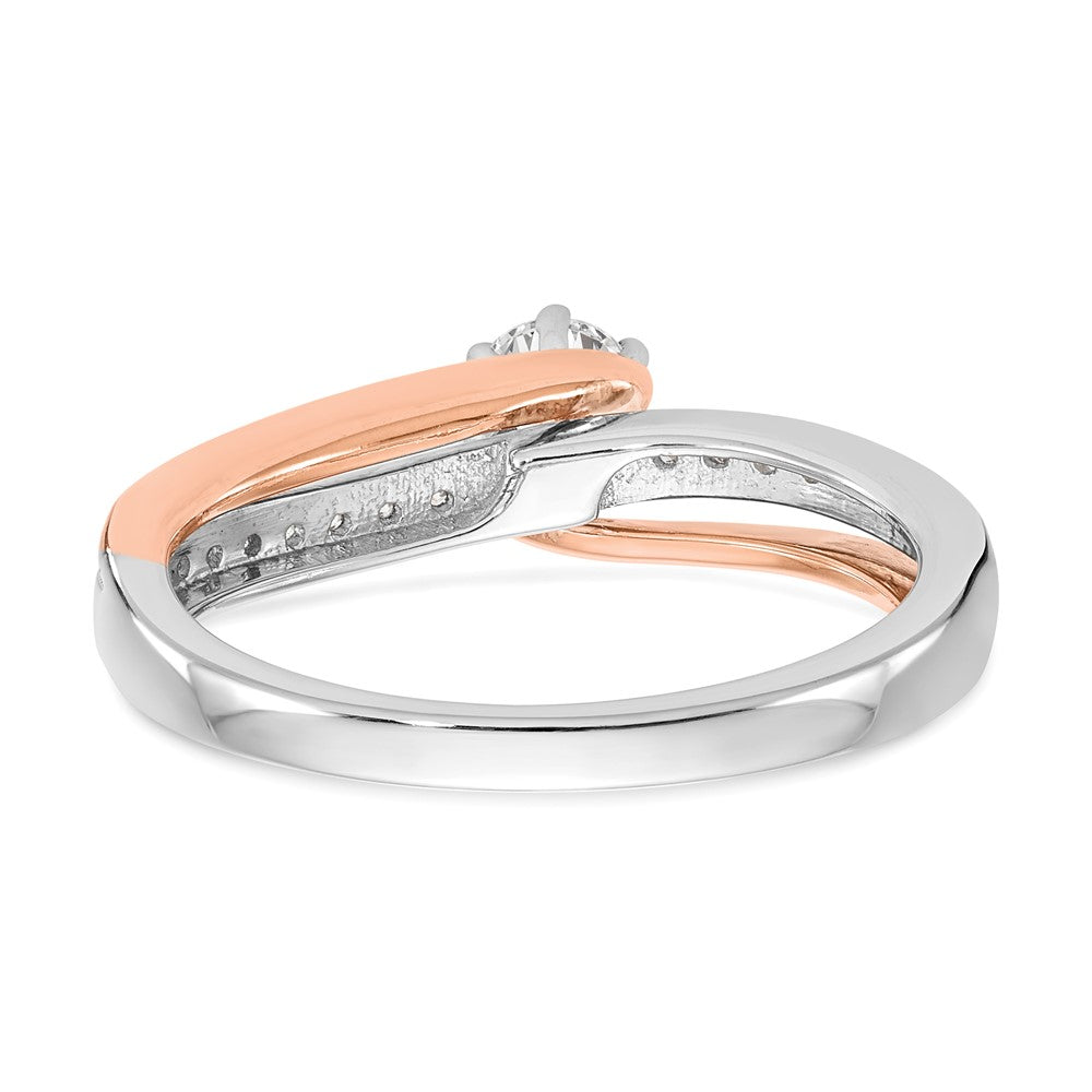 10k Two-Tone Rose and White Gold 3/8 carat Lab Grown Diamond VS/SI Complete By-Pass Engagement Ring