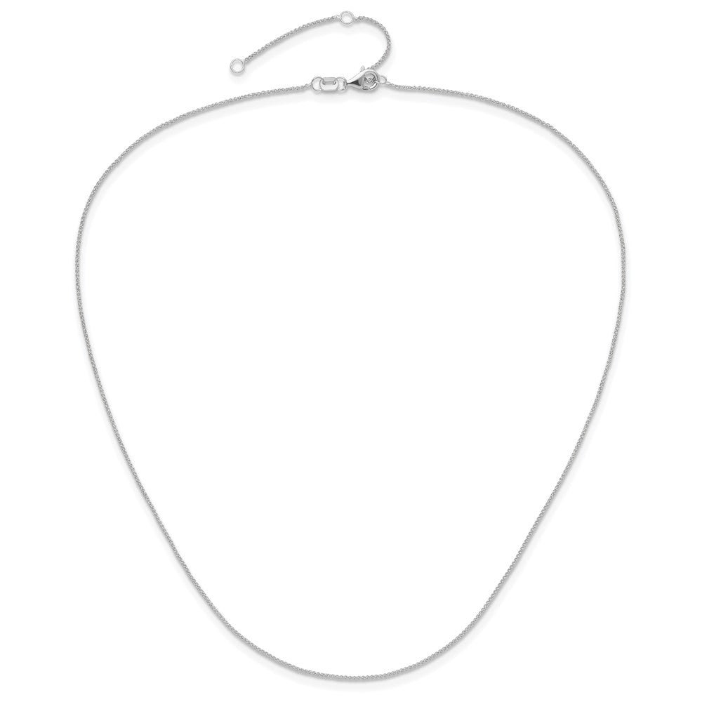 14K White Gold .8mm Baby Spiga 1in+1in Adjustable Chain