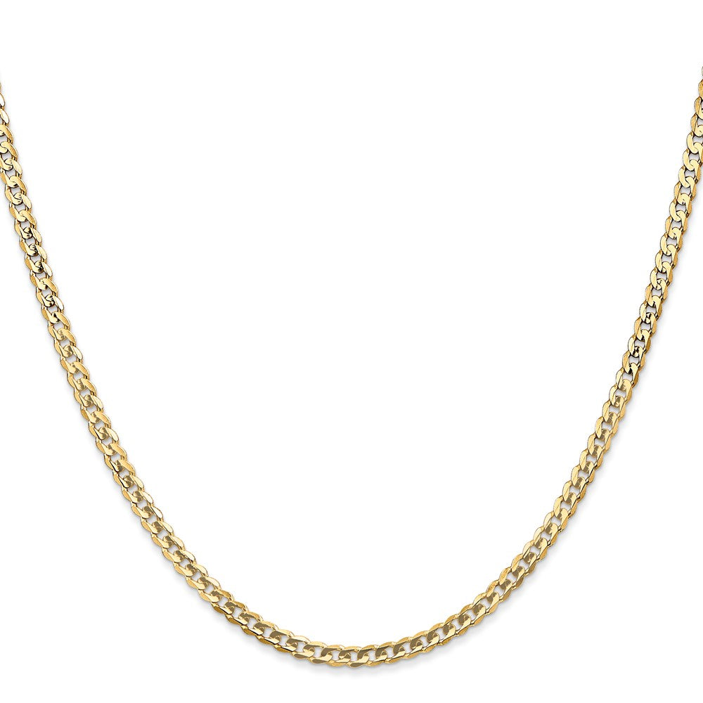 14K 18 inch 3mm Open Concave Curb with Lobster Clasp Chain